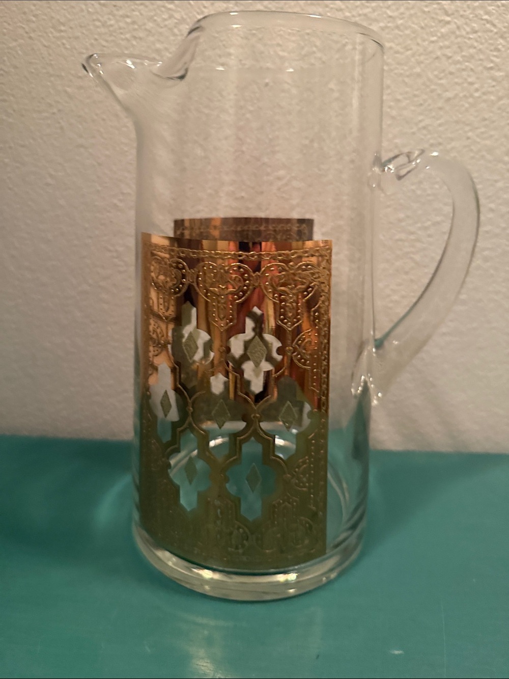 Vintage, Culver pitcher. 22 karat gold. 9”